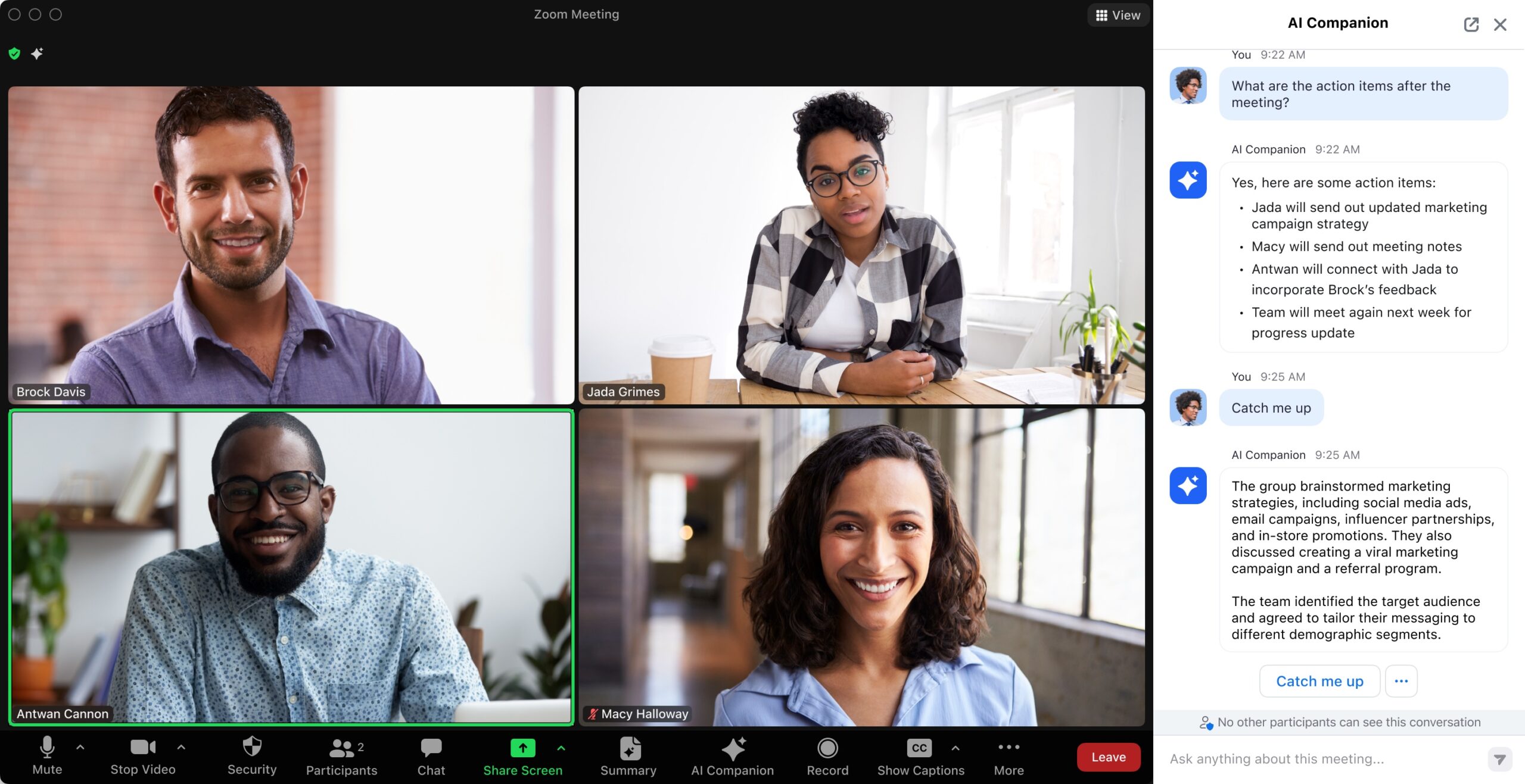 Zoom AI Companion in action during meetings and workdays