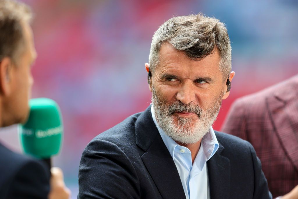 ITV Euro 2024 Ex- Manchester United skipper Roy Keane is seen presenting for ITV during the Emirates FA Cup Final match between Manchester City and Manchester United at Wembley Stadium on May 25, 2024 in London, England. (Photo by Robin Jones/Getty Images)