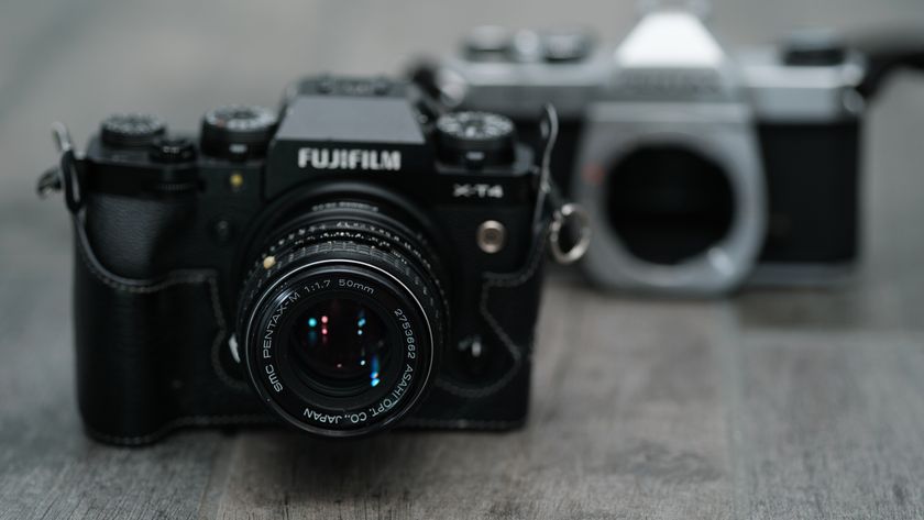 The Pnetax 50mm f/1.7 SMC M mounted on a Fujifilm X-T4 using an adapter from Fotasy