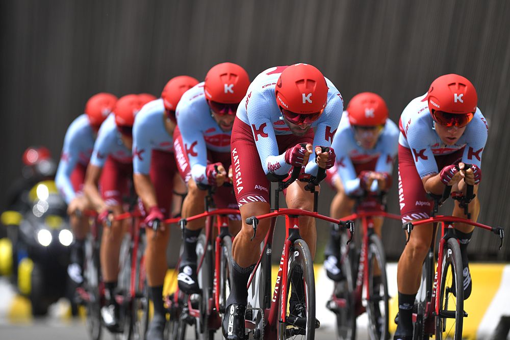 Katusha Alpecin during the team time trial at the Tour de France