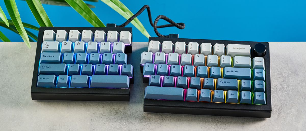 An Epomaker Split65 split ergonomic mechanical keyboard