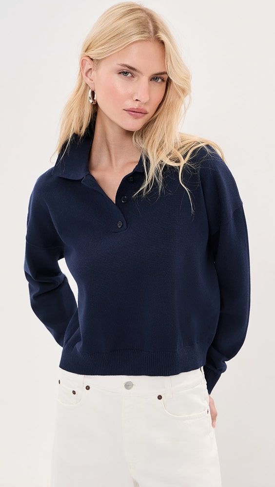 Zadie Cropped Polo - Burgundy