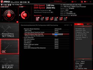 A screenshot of an MSI motherboard BIOS with max boost clock setting highlighted