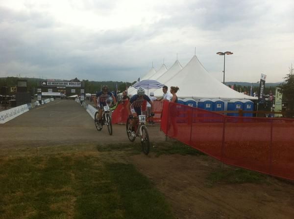 Two Americans pre-ride the course