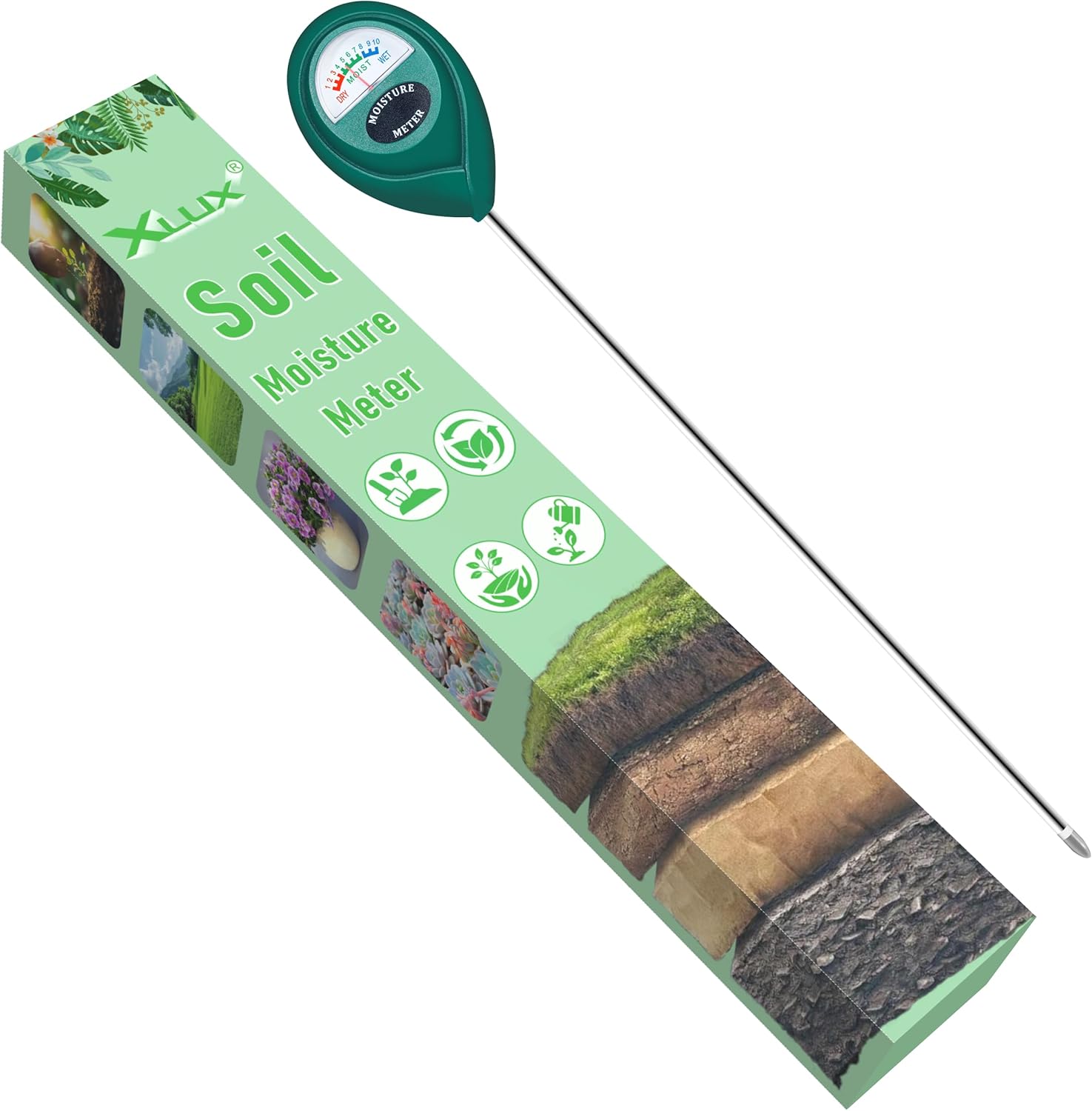 Xlux Soil Moisture Meter, Plant Water Monitor, Hygrometer Sensor for Gardening, Farming, Indoor and Outdoor Plants, No Batteries Required