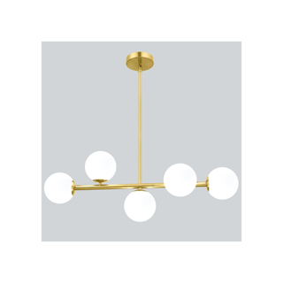 A geometric gold pendant light