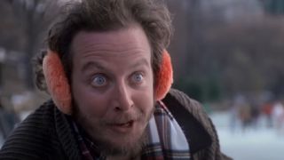 Marv with all his goodies on the ice skating rink in Home Alone 2: Lost in New York.