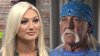Brooke Hogan interviewed on E!, Hulk Hogan in blue bandana during interview