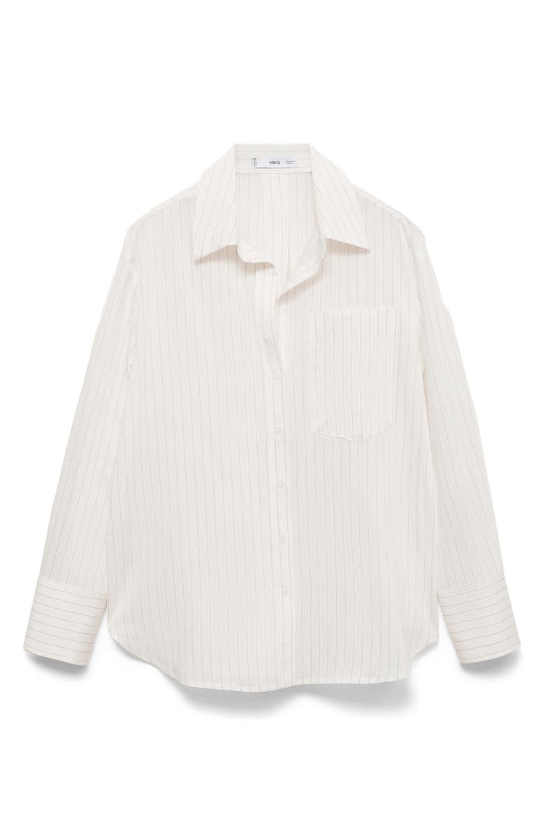 Stripe Sheer Long-Sleeve Button-Up Shirt