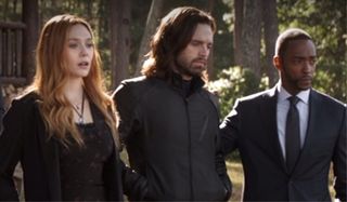 Wanda Bucky and Sam at Tony Stark's funeral Avengers: Endgame