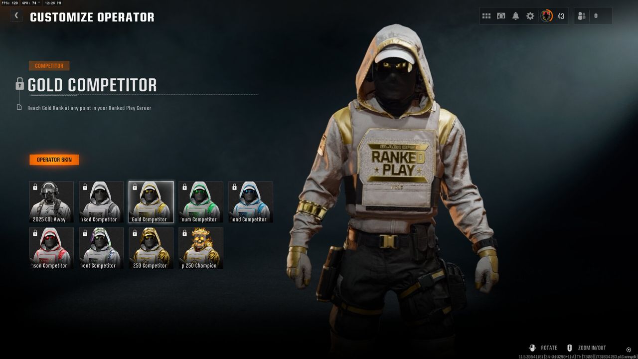 The operator rewards available in ranked play in Call of Duty: Black Ops 6