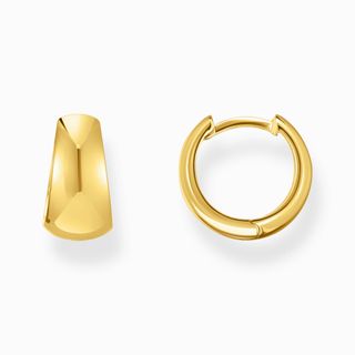 Gold-Plated Classic Hoop Earrings in Chunky, Trapezoidal Shape