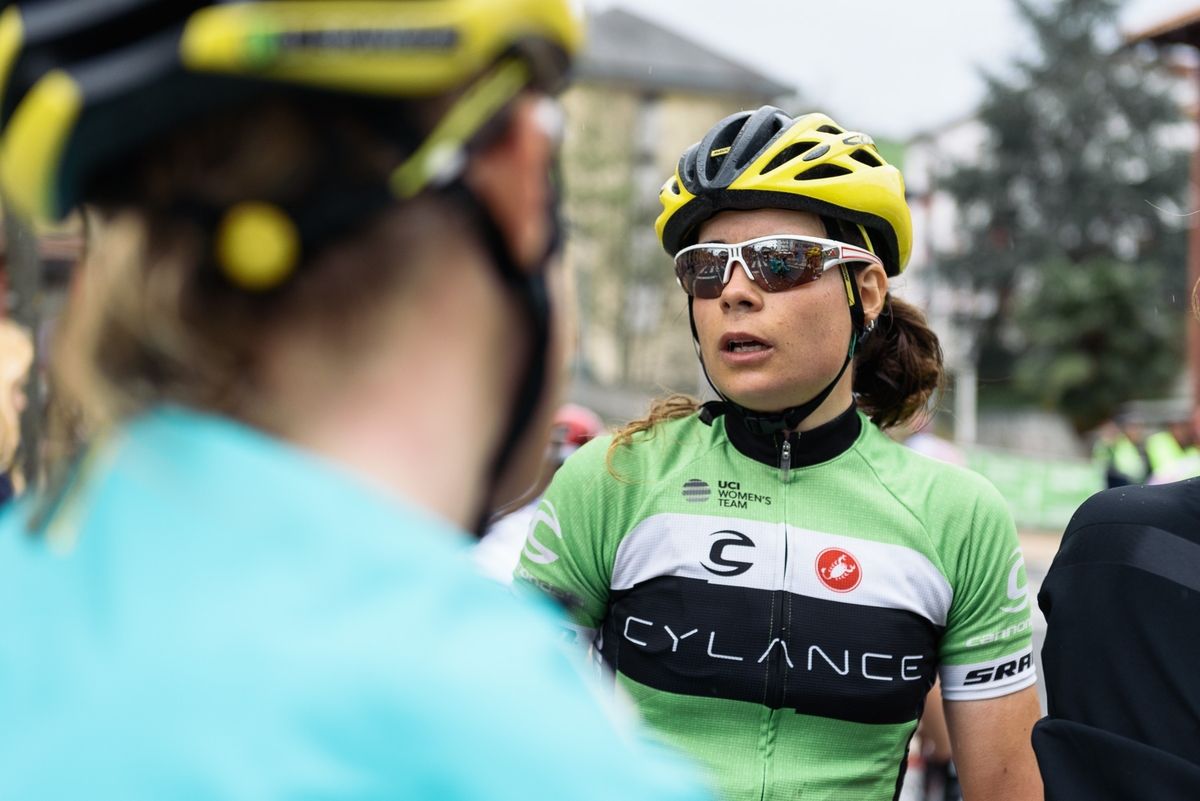 Sheyla Gutierrez catches her breath after a tough finish to stage 1