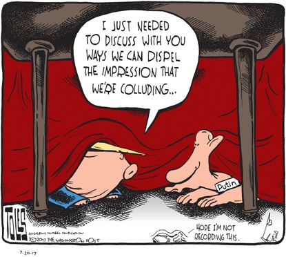 Political cartoon U.S. Trump Putin Russian collusion