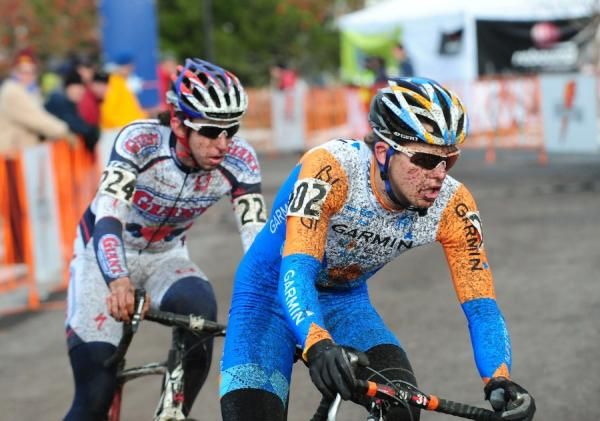 Danny Summerhill (Garmin Felt) leading Chance Noble (California Giant Berry) on lap two.