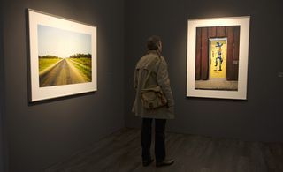 'Untitled (Country Road, Horizon) and Untitled (Cowboy Painting on Door)