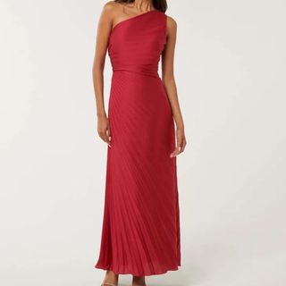 Paula Petite Pleated One-Shoulder Maxi Dress