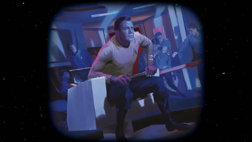 Captain Kirk on the bridge of the Enterprise, as seen in Magic: The Gathering