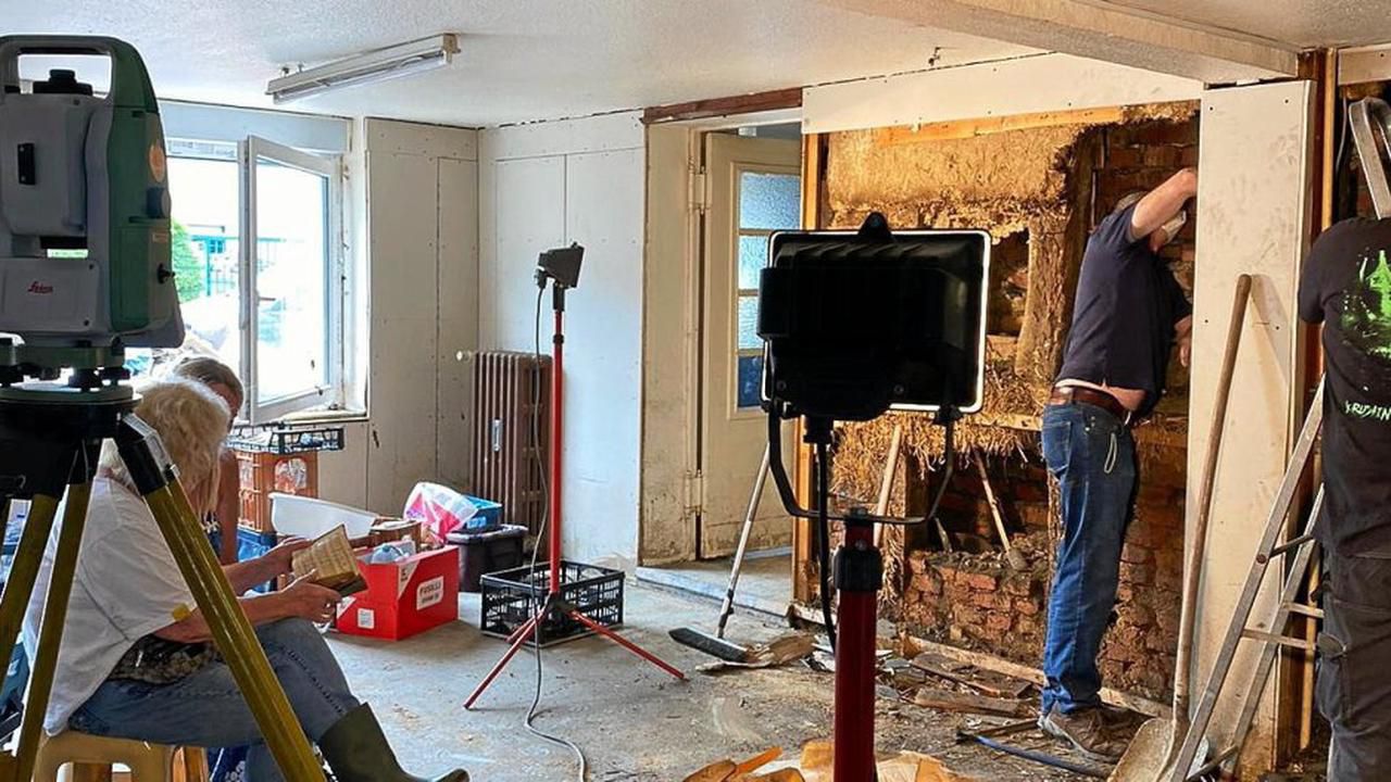 The cache of objects was found hidden behind a piece of plasterboard in the building, now a house, that was removed after it was damaged by recent heavy rain.