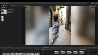 Editing software creating blurred sides to a vertical video