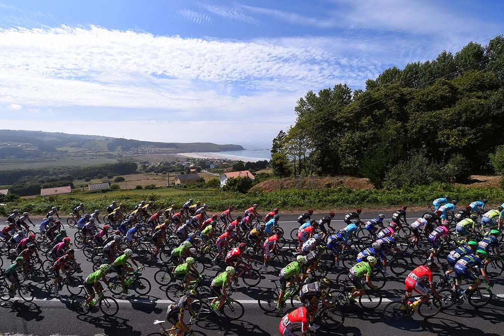 The peloton again raced along the stunning Spanish coastline