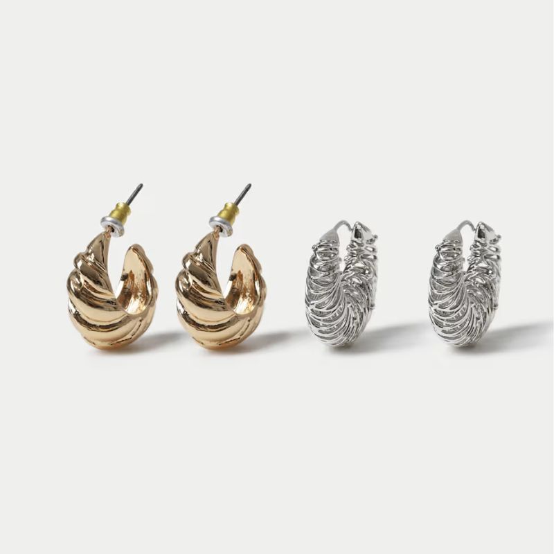 M&amp;amp;S , 2 Pack Wire Hoop Earrings