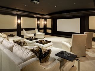 Cinema room with monochrome color scheme
