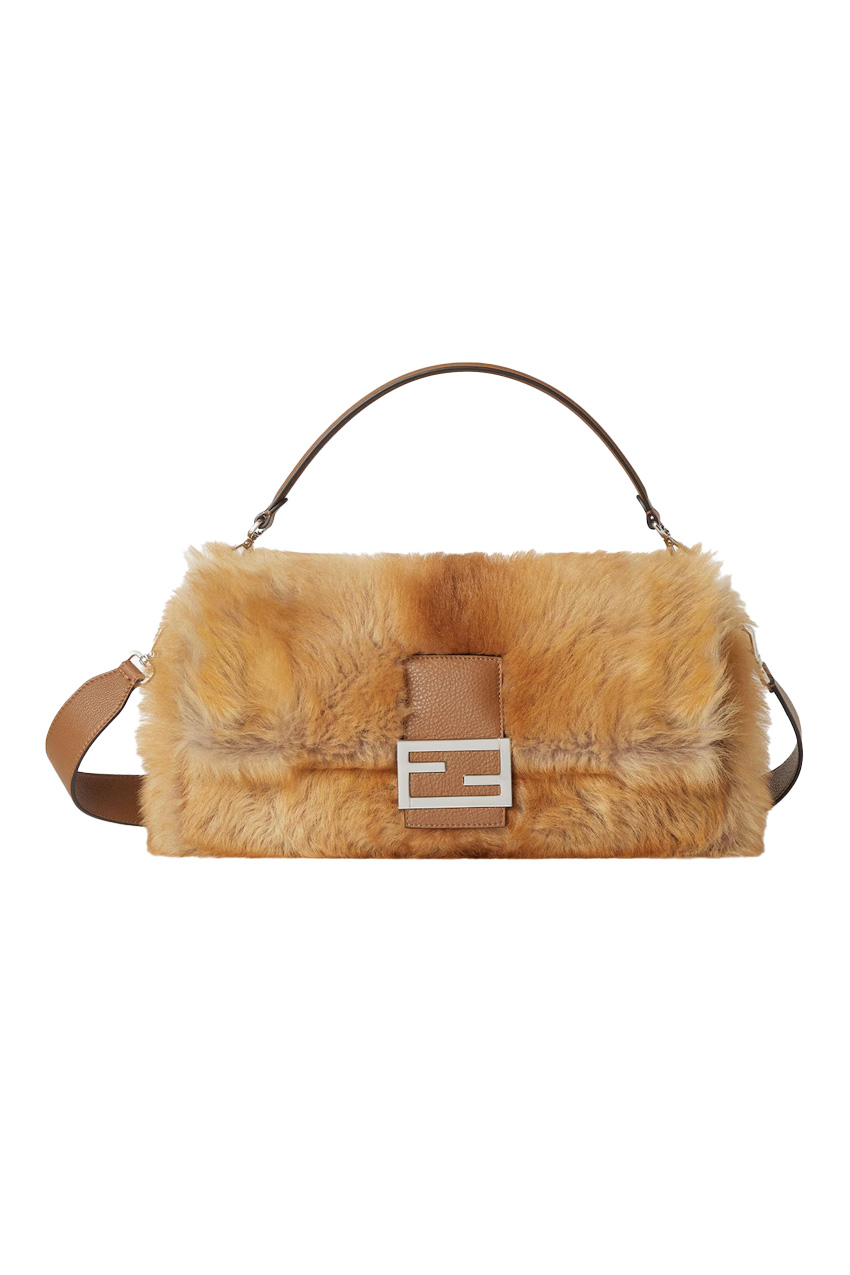 Baguette Maxi Beige Shearling Bag
