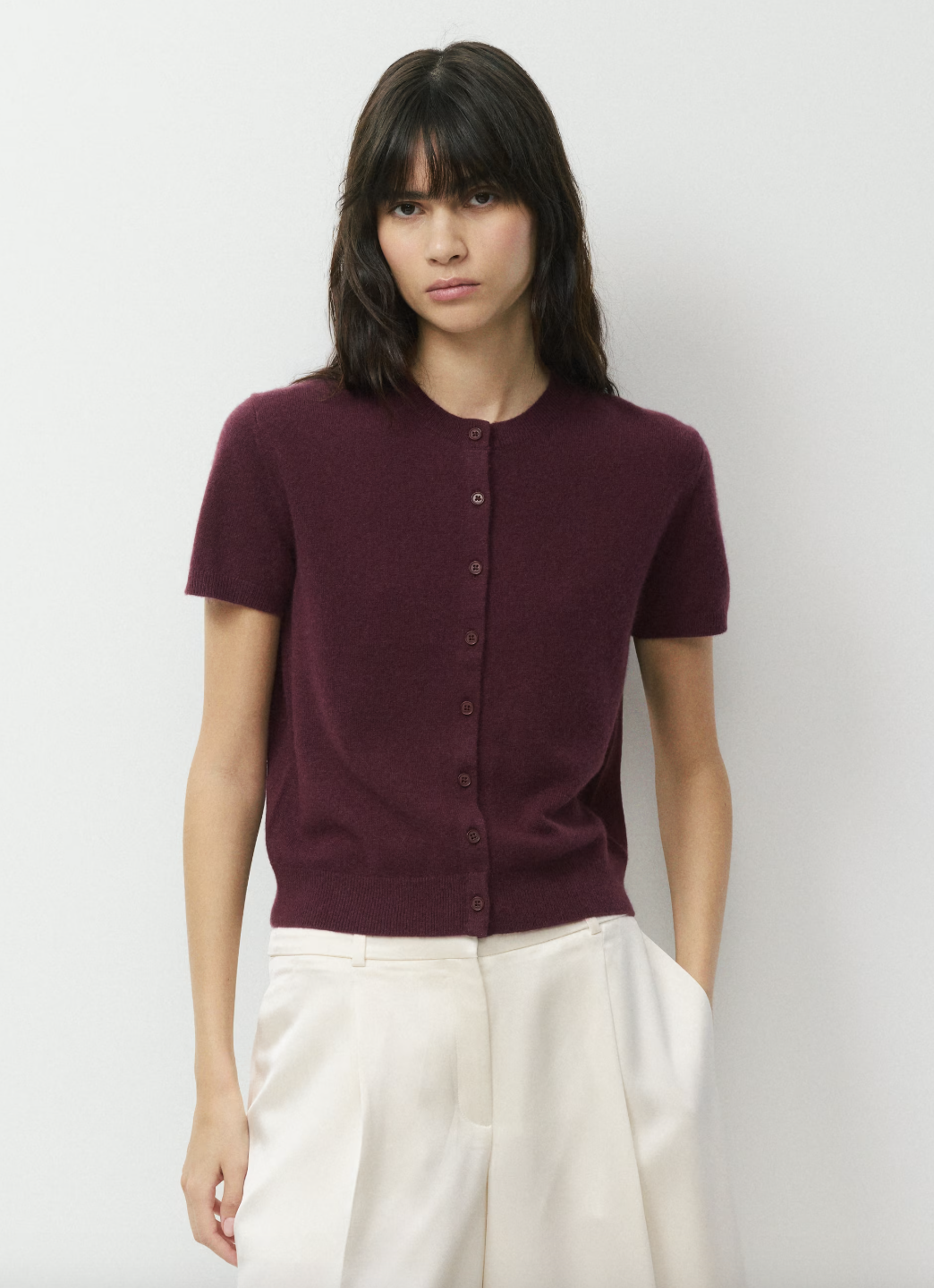 Bare Cashmere Noteworthy Shortsleeve Cardigan