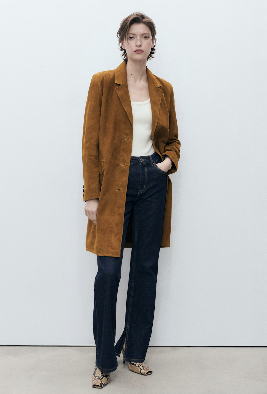 MANGO, Lapelled Suede Coat - Women | Mango Usa