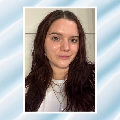 brooke knappenberger portrait with white border overlaid on light blue ripple background 