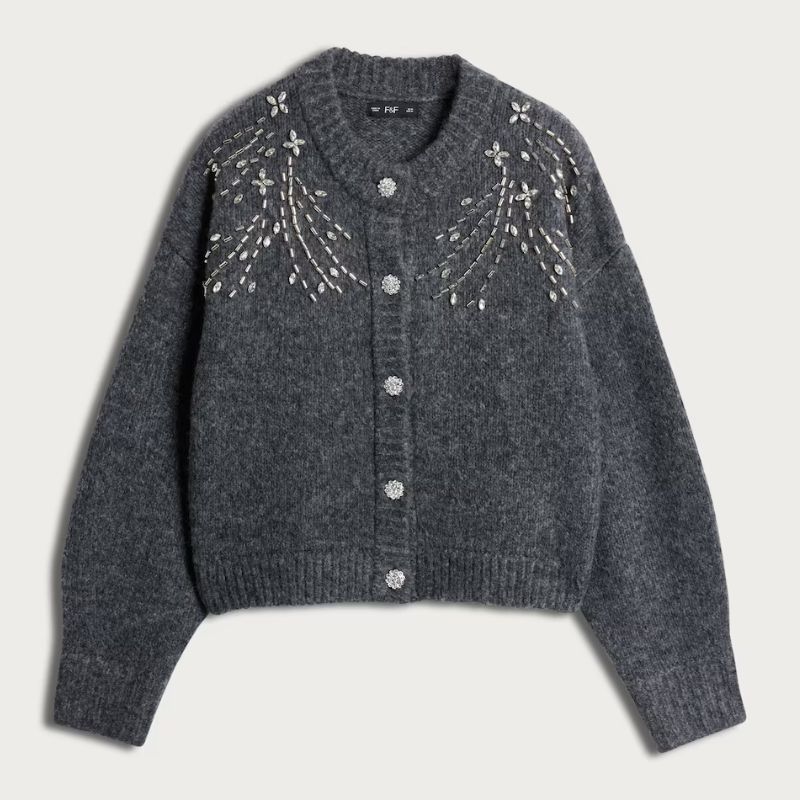 grey embellished jumper