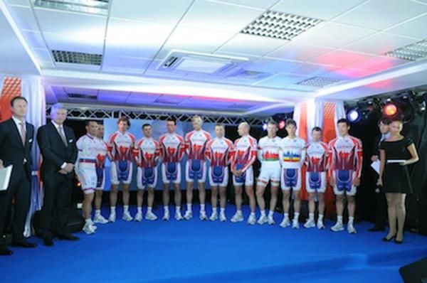 The riders on stage