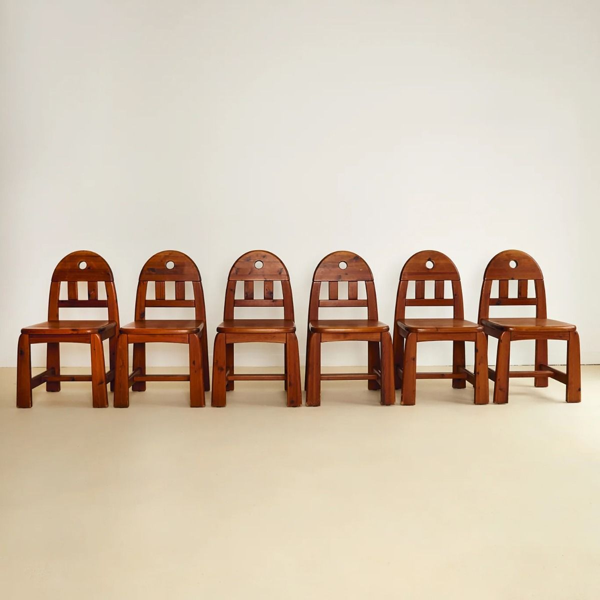 Set of 6 Vintage Brutalist Dining Chairs by Wasa M&amp;ouml;bel C.1970s