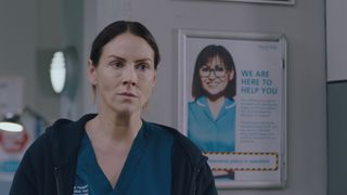 embargo 22/04/25 Stevie Nash looking deathly pale and in pain, wearing scrubs in Holby ED. 