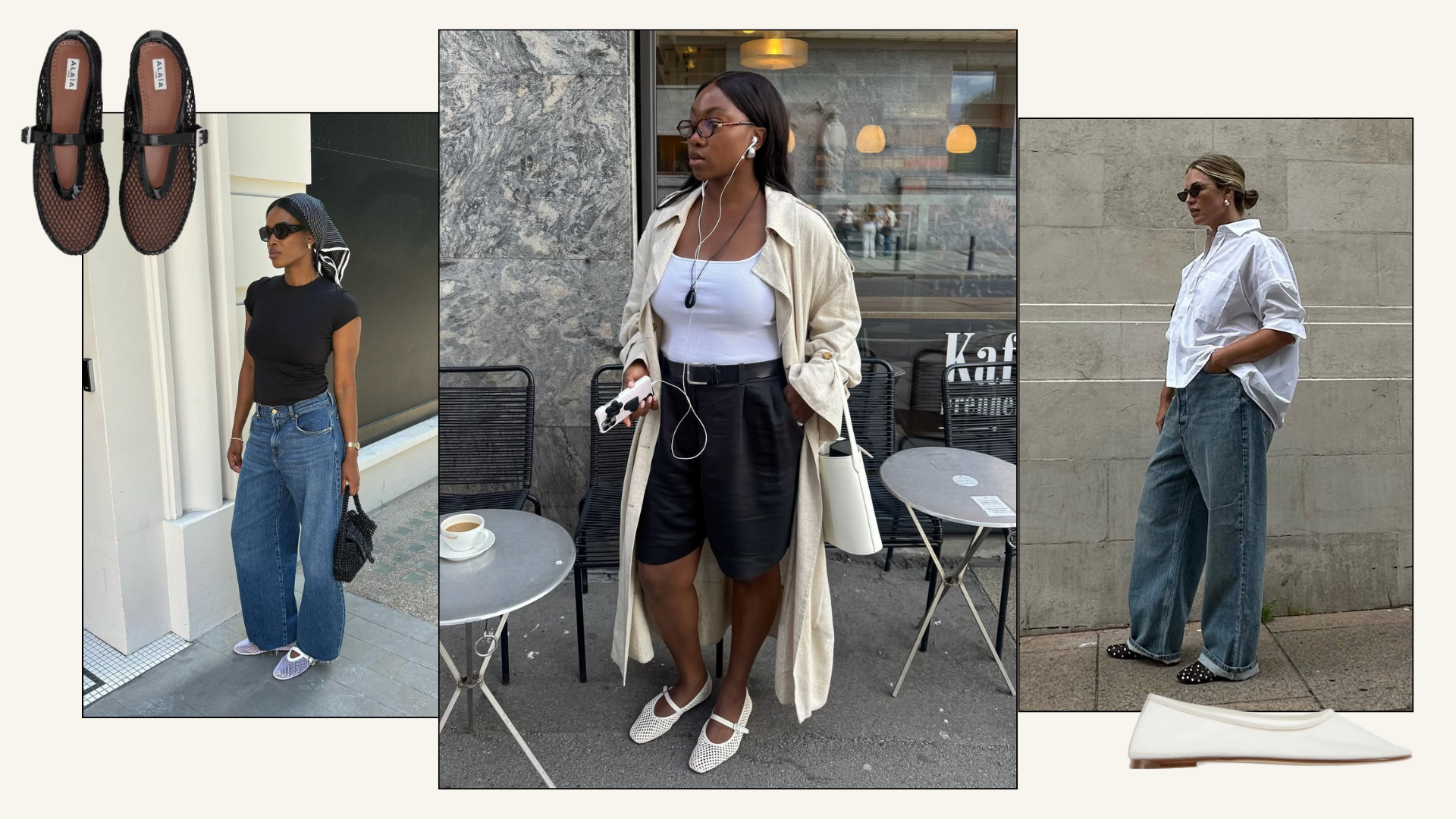 Three different mesh shoe outfits