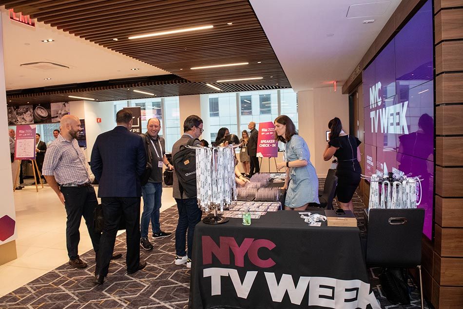 Attendees arrive for the Advanced Advertising Summit, part of the NYC TV Week series of events held September 12 at etc.venues in New York.