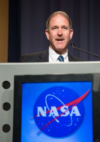 John Grunsfeld, NASA Associate Administrator for Science in Washington, speaks at a news conference on NASA's Voyager 1 spacecraft, Thursday, Sept. 12, 2013 in Washington. He quoted "Star Trek" lines to unveil that the Voyager 1 spacecraft has indeed entered interstellar space.