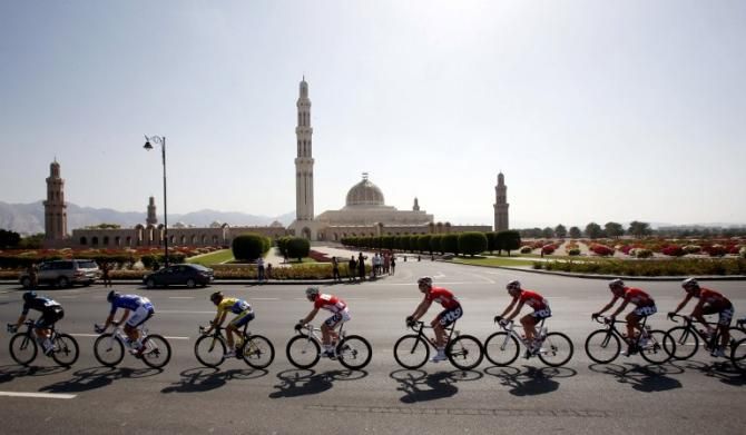 Riders in the Tour of Oman during stage 4
