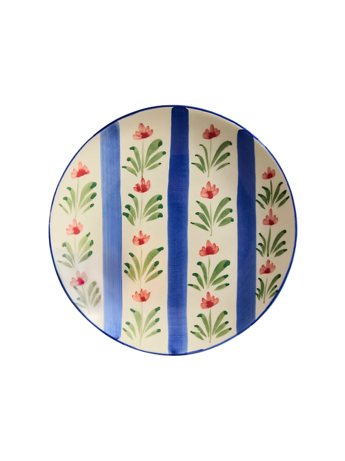 Floral Stripe Stoneware Side Plate