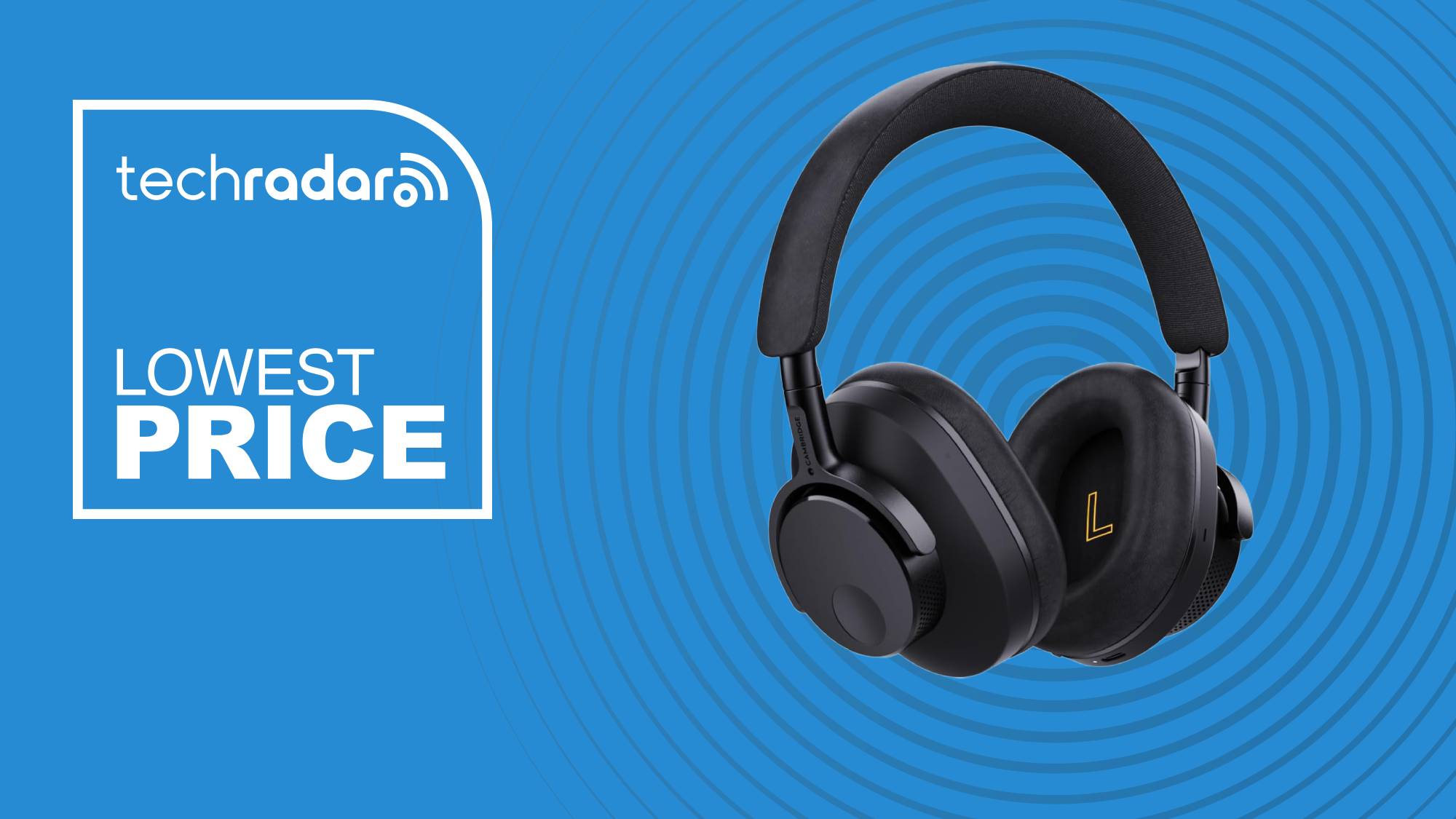 The Cambridge Audio Melomania P100 in front of a blue background, featuring the words &#039;Lowest price&#039;.