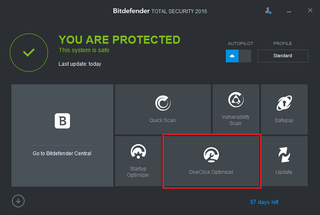 Bitdefender Total Security 2020 OneClick Optimizer Screen