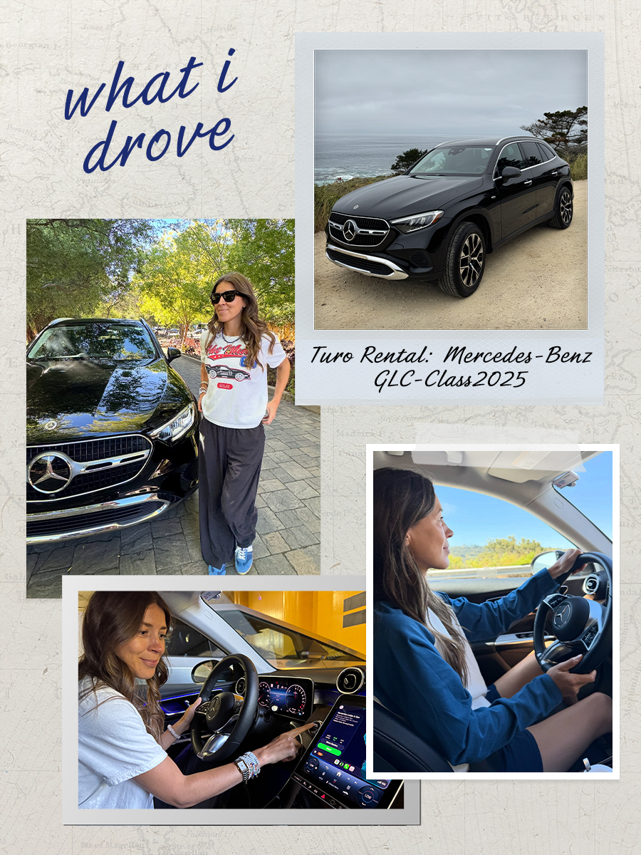 Judith Jones driving a Turo rental car on a road trip