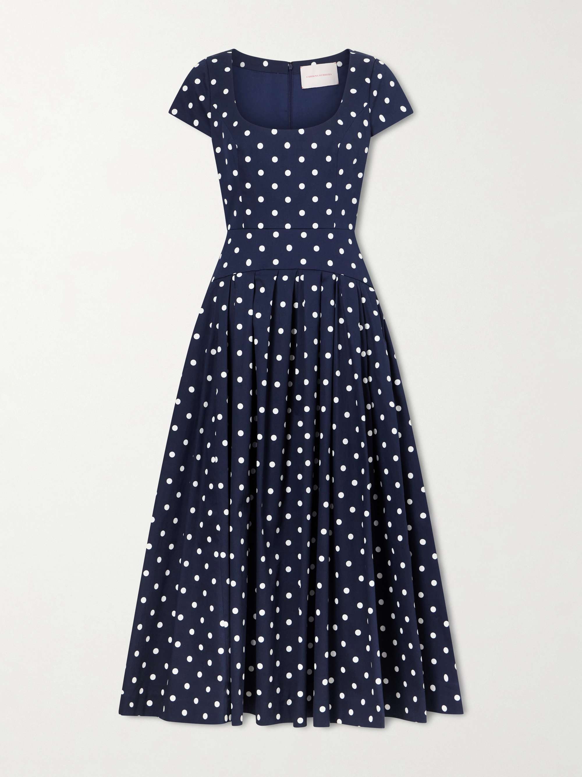 Polka-Dot Cotton-Blend Twill Midi Dress