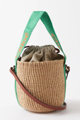 Chloe X Mifuko leather-trim raffia bucket bag