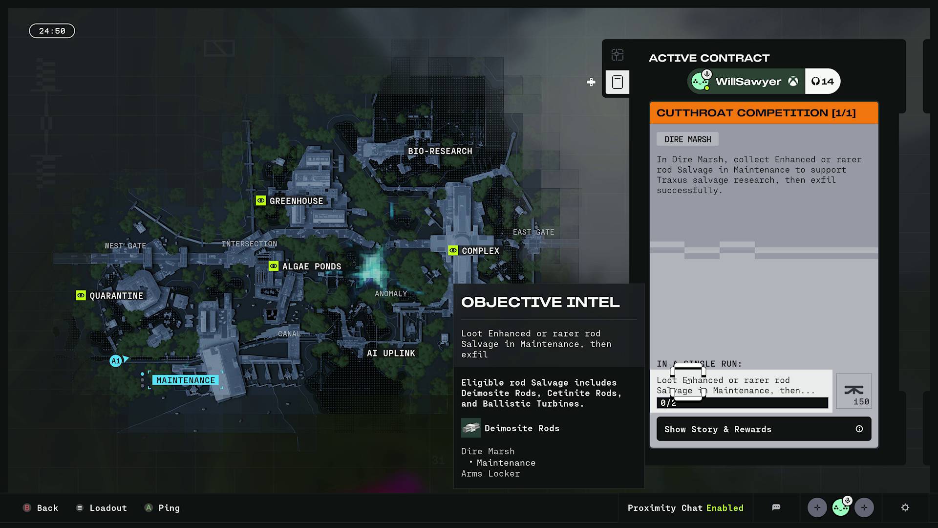 Marathon Cutthroat Competition Traxus contract and Dire Marsh map