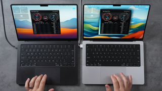 14-inch MacBook Pro M4 vs. M5 SSD speed test