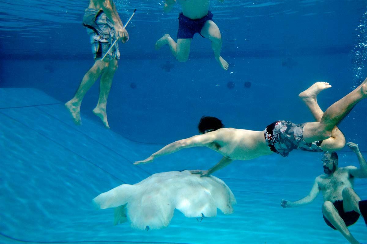 testing a robotic jellyfish under water