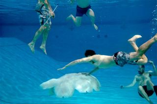 testing a robotic jellyfish under water