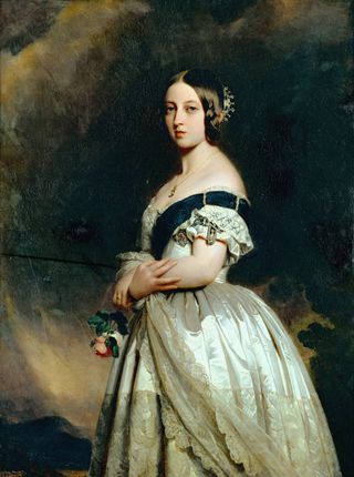 Franz Xaver Winterhalter's 1842 portrait of Queen Victoria of England. Musee National du Chateau, Versailles.